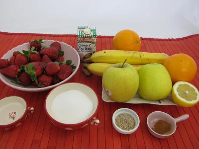 Ingrédients pour la recette : Blinis aux fraises et aux fruits