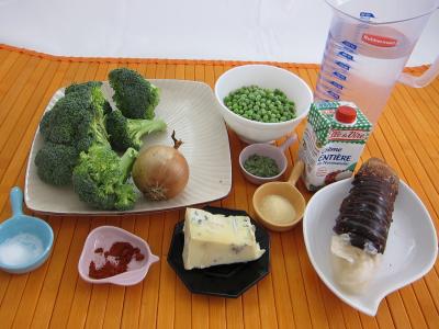 Ingrédients pour la recette : Gaspacho facile de brocolis et petits pois