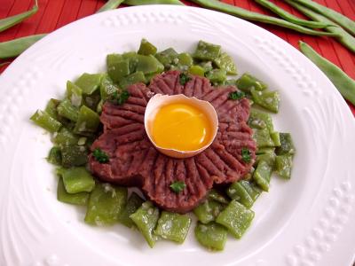 Recette Tartare de boeuf aux haricots plats