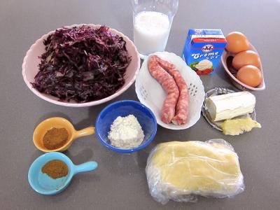 Ingrédients pour la recette : Quiche au chou rouge