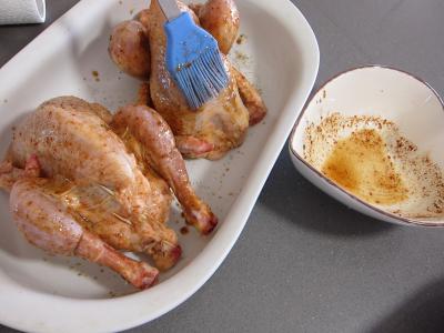 Coquelets au miel et aux pommes caramélisées et aux asperges - 7.4