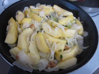 Coquelets au miel et aux pommes caramélisées et aux asperges - 9.4
