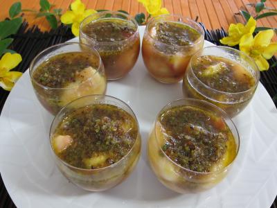 Recette Pêches, bananes et pistaches au rhum