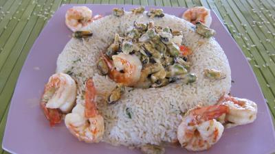 plat complet : Plat de riz pilaf aux gambas à l'orientale revisité