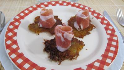 Cuisine diététique : Assiette de röstis de pommes de terre au jambon de Parme